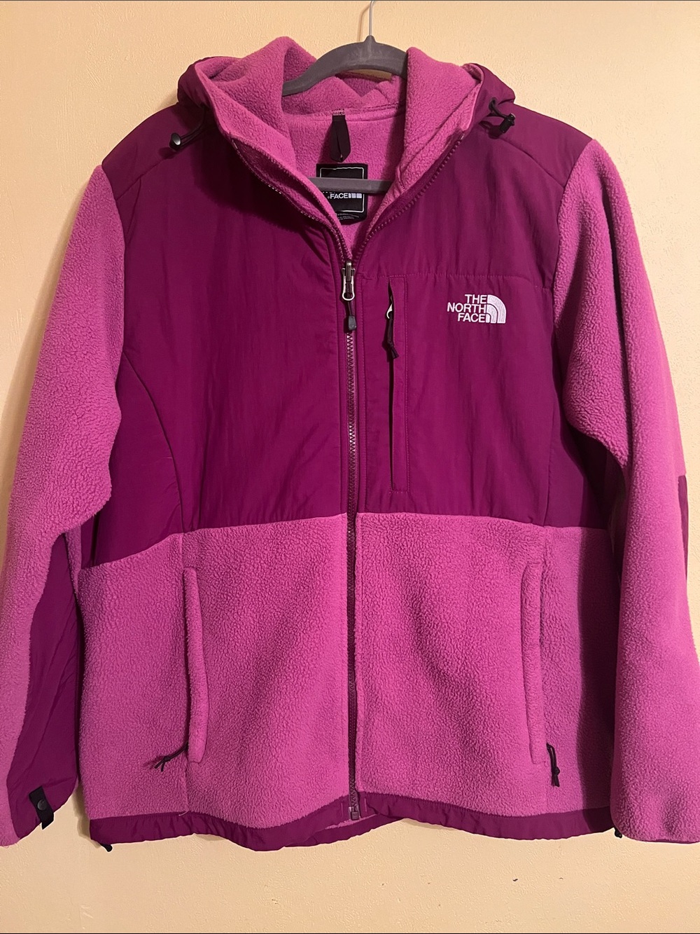 The North Face Two-Tone Magenta/Pink Hooded Fleece Jacket